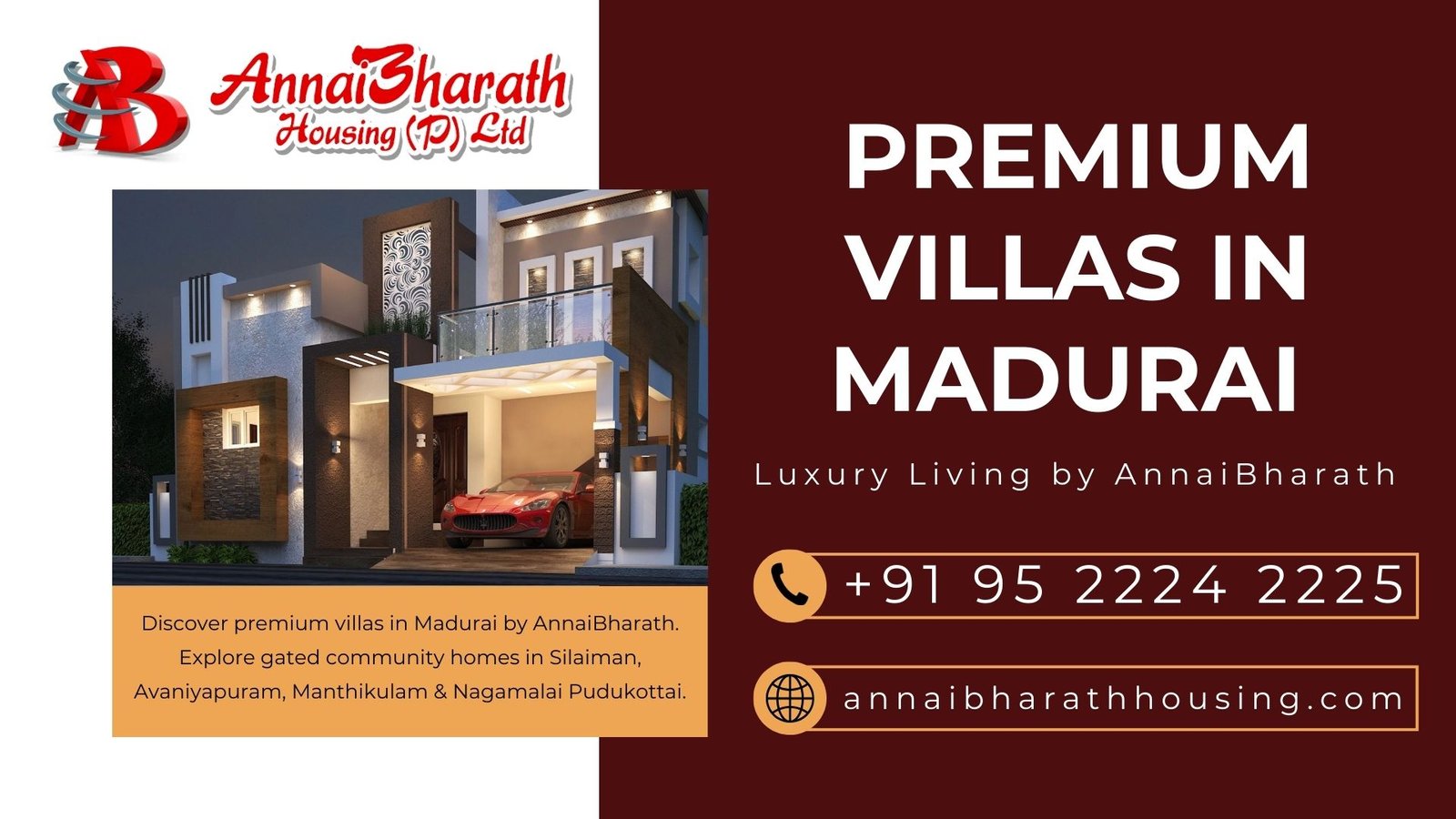 Premium villas in Madurai by AnnaiBharath with contact and location details