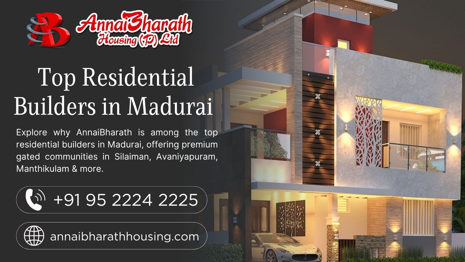 Modern villa design by top residential builders in Madurai – AnnaiBharath Housing